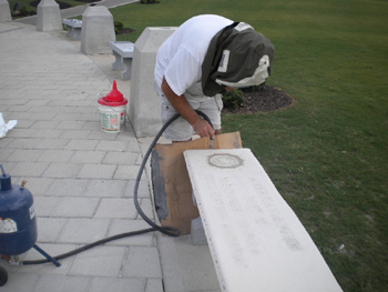 Sandblast Stenciling of Exiting Stone Monuments